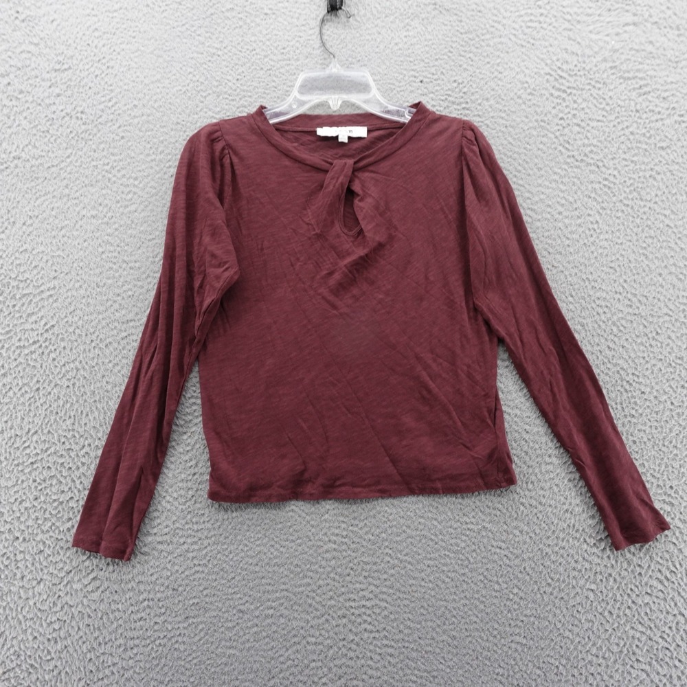 Joes Jeans Womens Long Sleeve Twist Neck‎ Top Burgundy XS Keyhole NEW